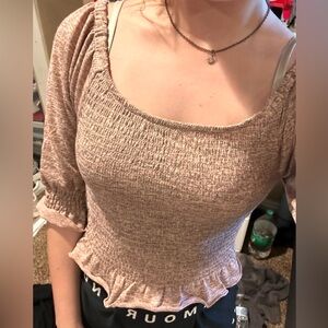 Paper+Tee shirt. Multicolored/pinkish Small crop top.